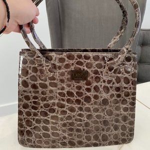 D&G Dolce and Gabbana Tote Bag Brown Patent Leathe